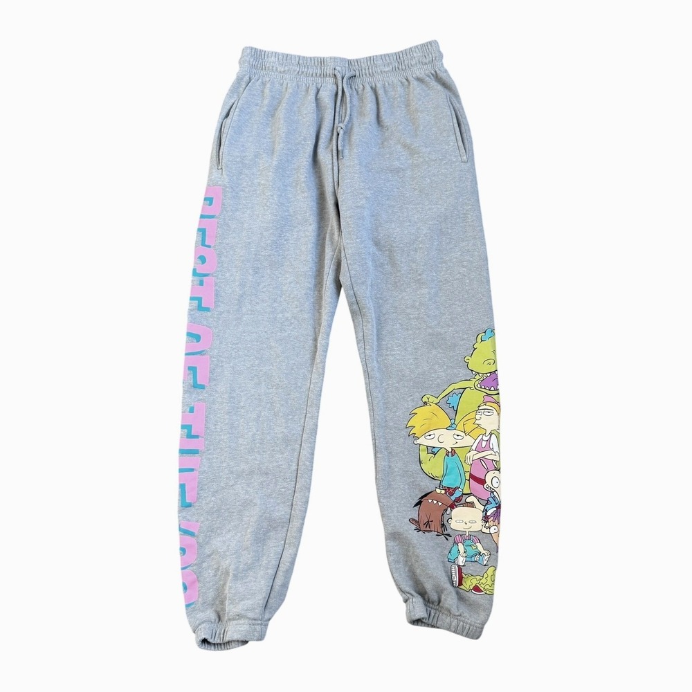 NICKELODEON Women's Small Gray Pink Best‎ of the 90s Graphic Sweatpants Joggers